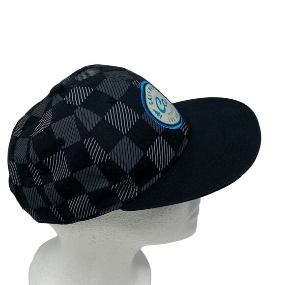 Cali-Made CA Designed In L.A. Black Gray Checkered Embroidered Baseball Cap - Picture 2 of 7